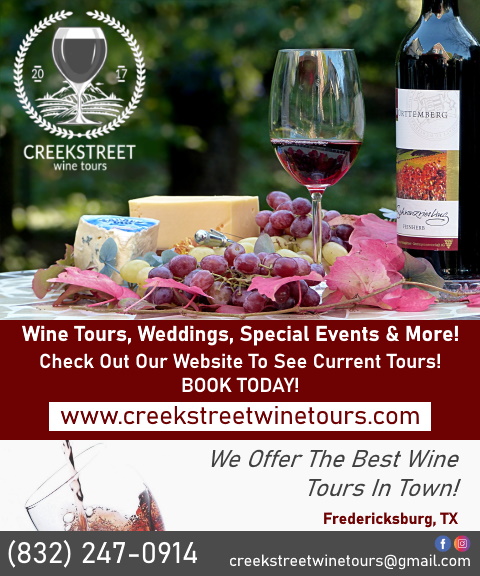 creekstreet wine tours, gillespie county, tx