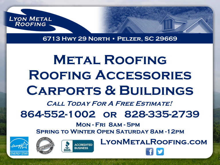 lyon metal roofing, anderson county, sc