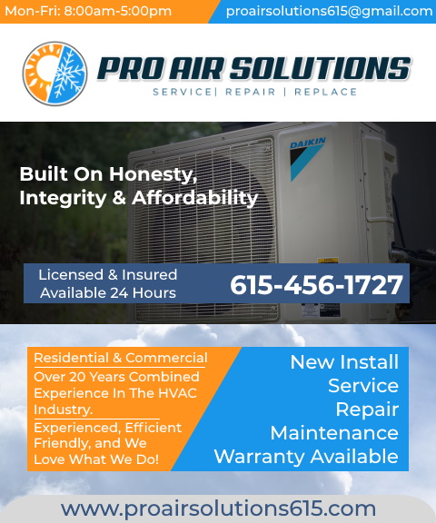 pro air solutions, rutherford county, tn