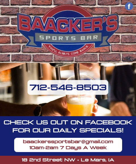 baackers sports bar, plymouth county, ia