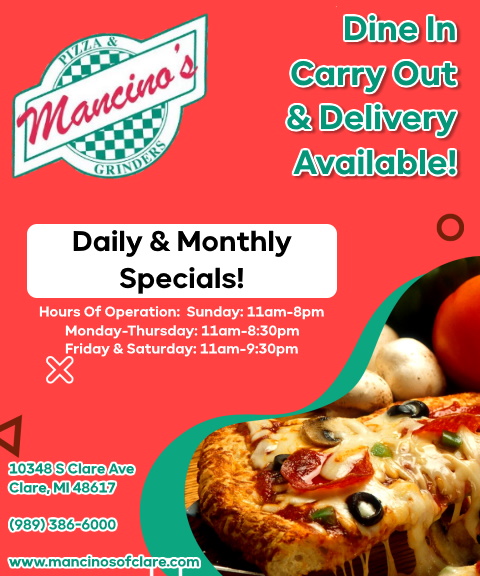 mancinos pizza and grinder of clare, clare county, mi