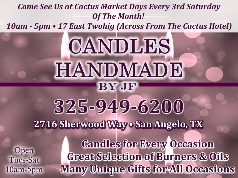 candles handmade by jf, tom green county, tx