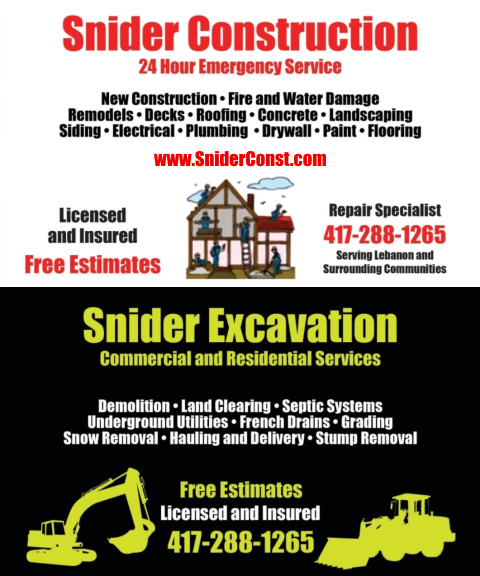 SNIDER CONSTRUCTION, laclede county, mo