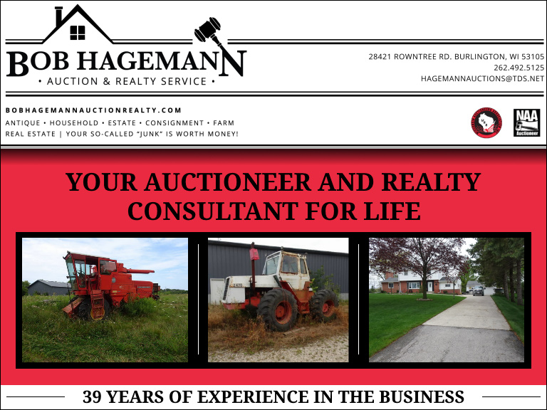BOB HAGEMANN AUCTION & REALTY SERVICE, walworth county, wi