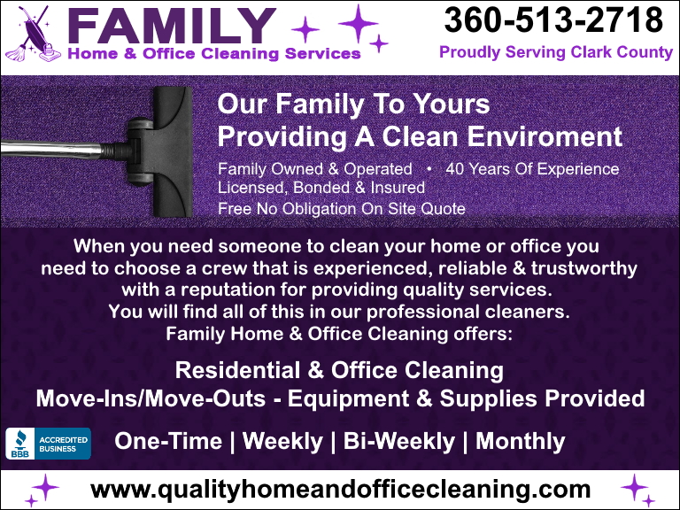 FAMILY HOME & OFFICE CLEANING SERVICES, clark county, wa