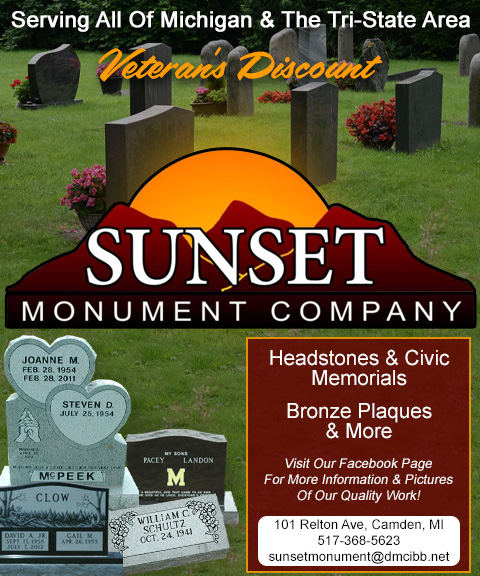 SUNSET MONUMENT COMPANY, BRANCH COUNTY, MI