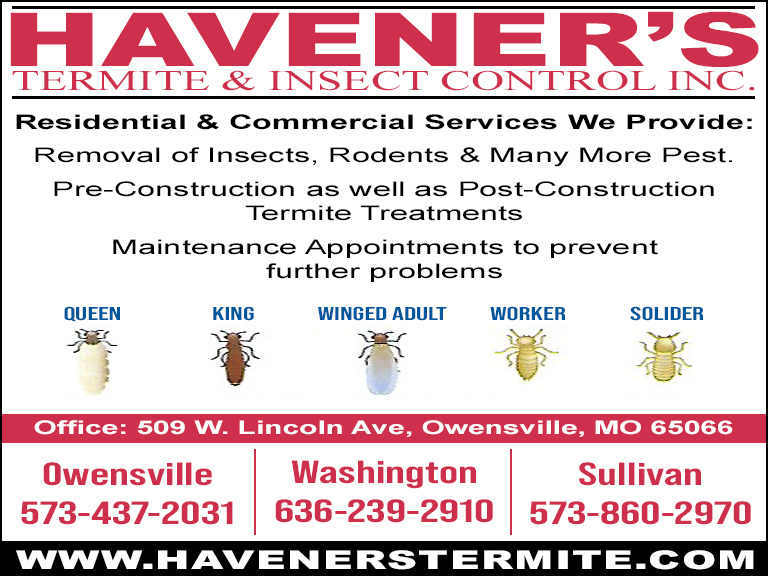 HAVENER’S TERMITE & INSECT CONTROL, GASCONADE COUNTY, MO