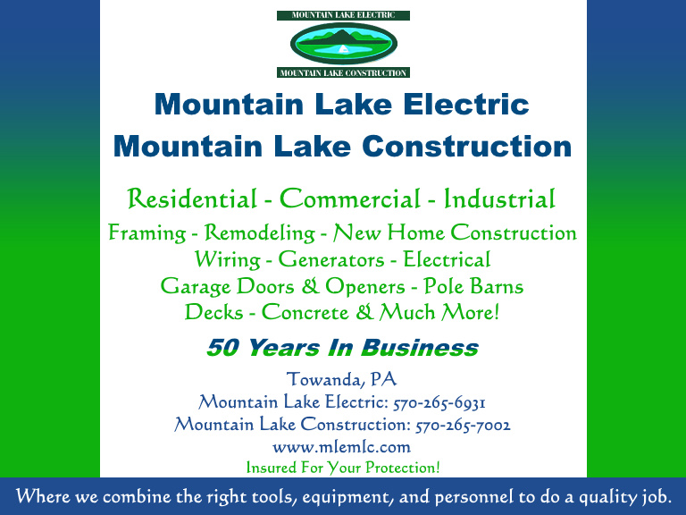 MOUNTAIN LAKE ELECTRIC – CONSTRUCTION, BRADFORD county, pa