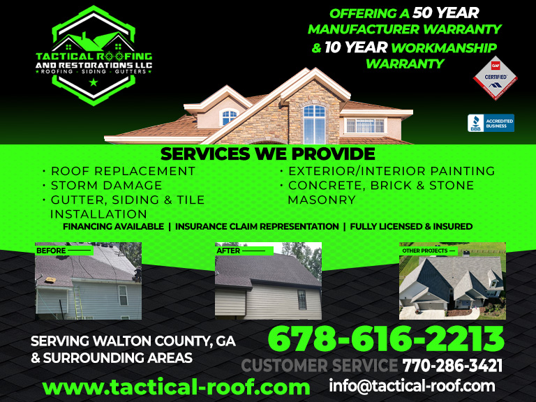 Tactical roofing and restoration, Oconee County, GA
