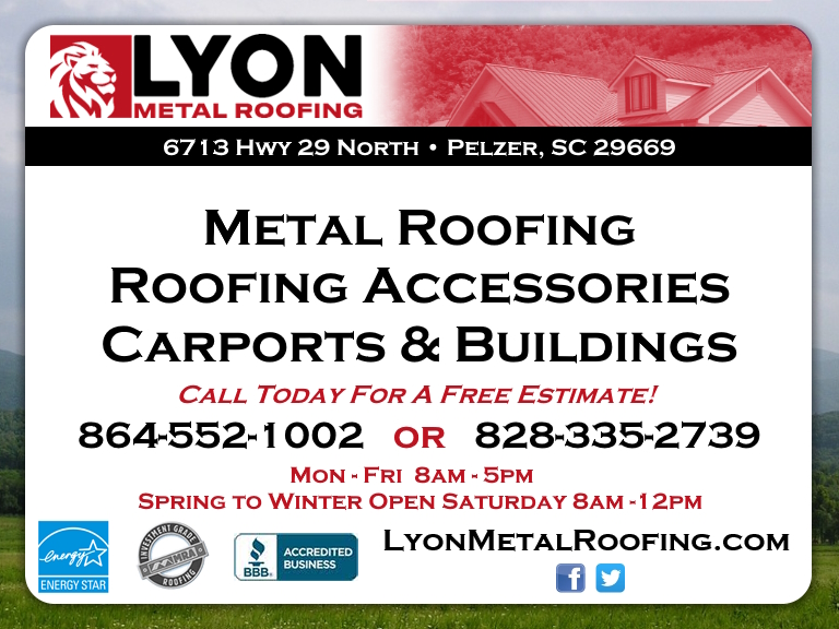 LYON METAL ROOFING, ANDERSON county, sc