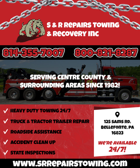 S & R REPAIRS TOWING & RECOVERY, centre county, pa