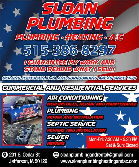 SLOAN PLUMBING HEATING & AC, GREENE COUNTY, IA