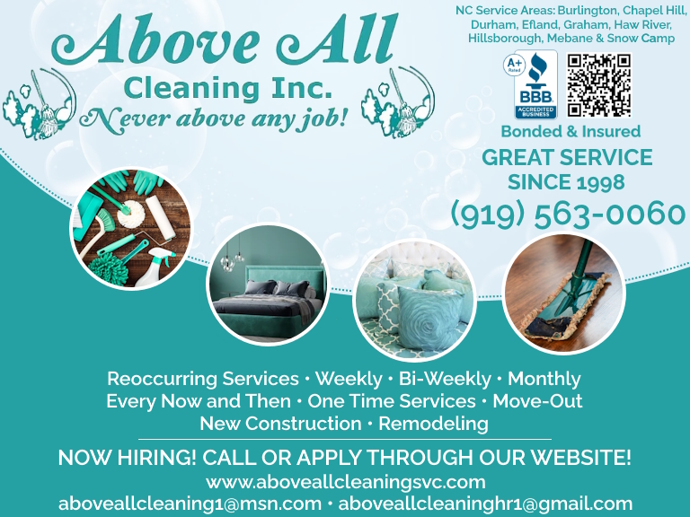 ABOVE ALL CLEANING SERVICE, ORANGE COUNTY, NC