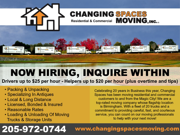 CHANGING SPACES MOVING, SHELBY COUNTY, AL
