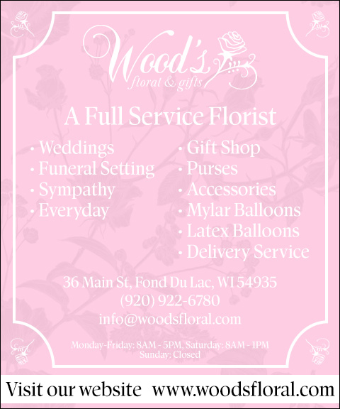 WOODS FLORAL & GIFTS, FON DU LAC COUNTY, WI