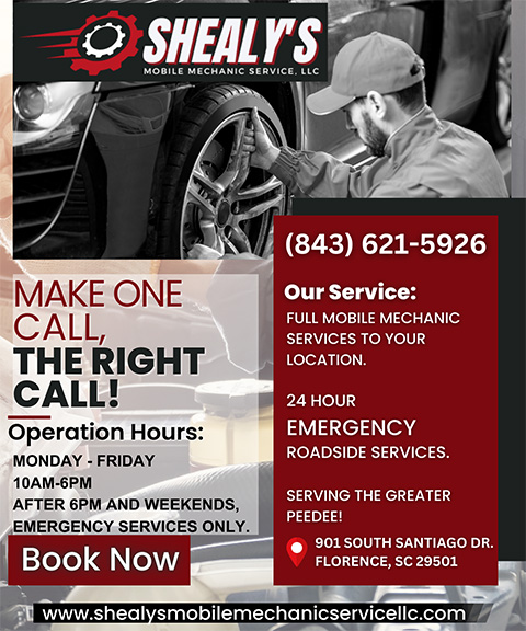 SHEALY’S MOBILE MECHANIC SERVICE, FLORENCE COUNTY, SC