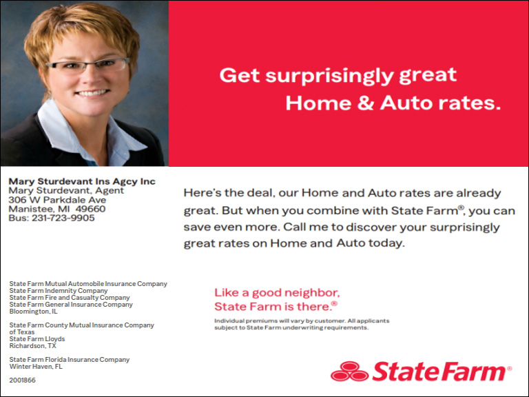 MARY STURDEVANT, STATE FARM, MANISTEE COUNTY, MI