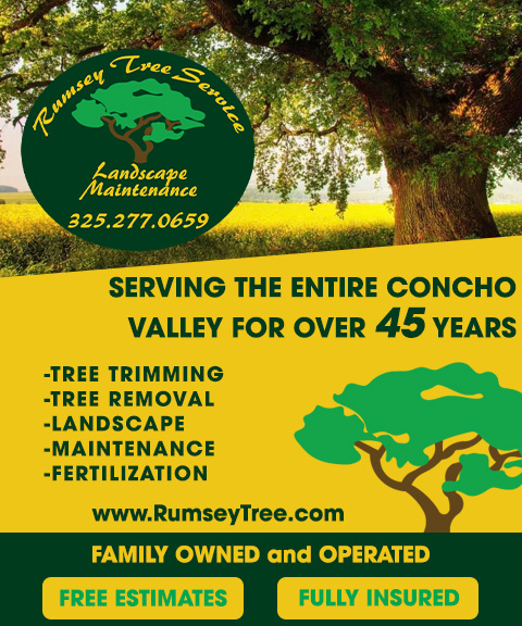 RUMSEY LANDSCAPING & TREE SERVICE. TOM GREEN COUNTY, TX