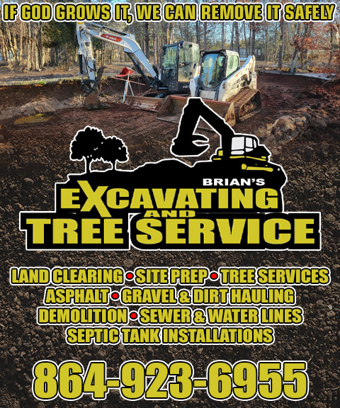 BRIAN’S EXCAVATING & TREE SERVICE, GREENWOOD COUNTY, SC