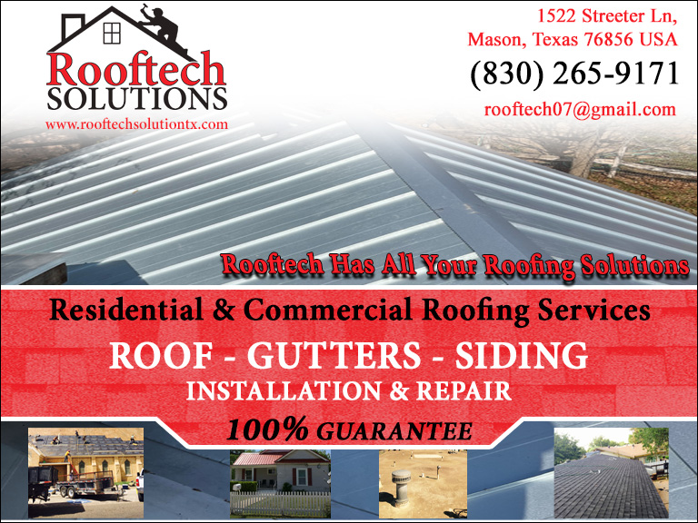 ROOFTECH SOLUTIONS & CONSTRUCTION, MASON COUNTY, TX