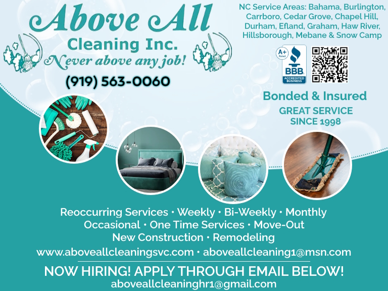 ABOVE ALL CLEANING, ORANGE COUNTY, NC