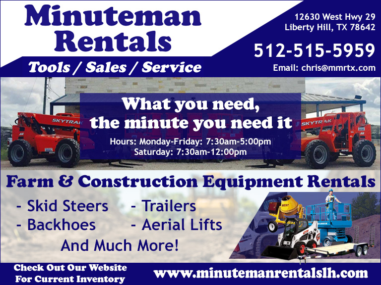 MINUTEMAN RENTALS LIBERTY HILL, WILLIAMSON COUNTY, TX