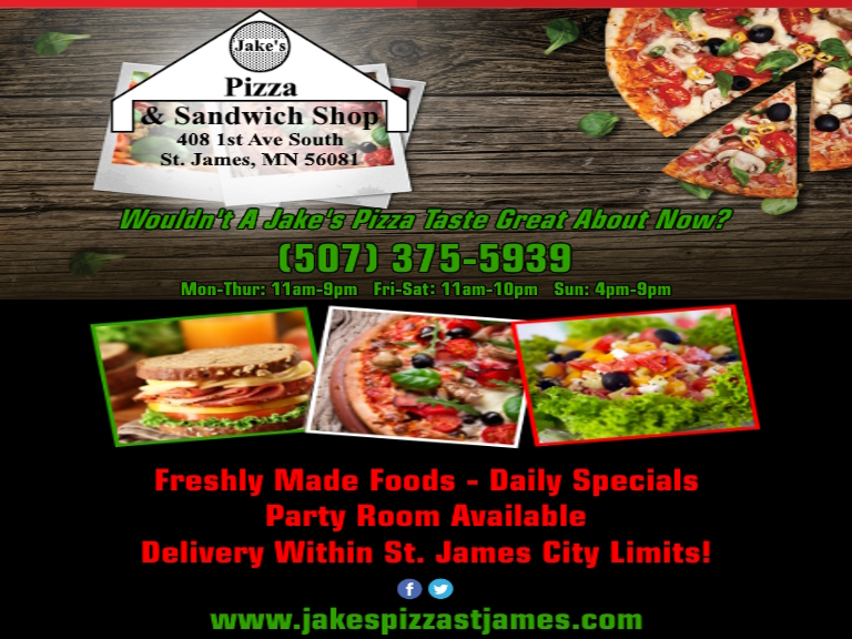 JAKE’S PIZZA AND SANDWICH SHOP, WATONWAN COUNTY, MN