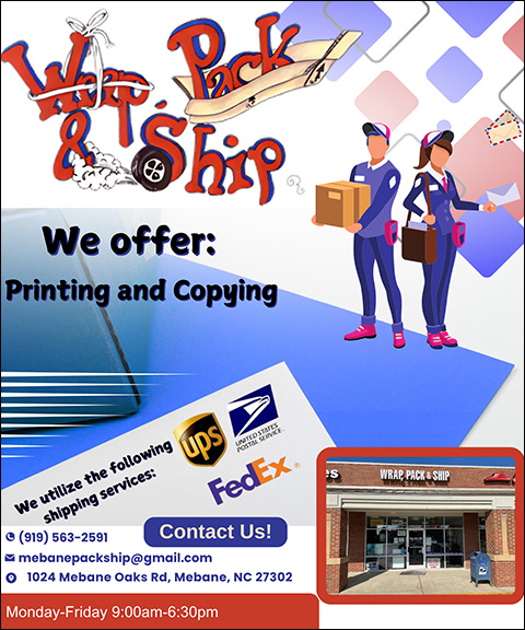 WRAP PACK AND SHIP, ALAMANCE COUNTY, NC