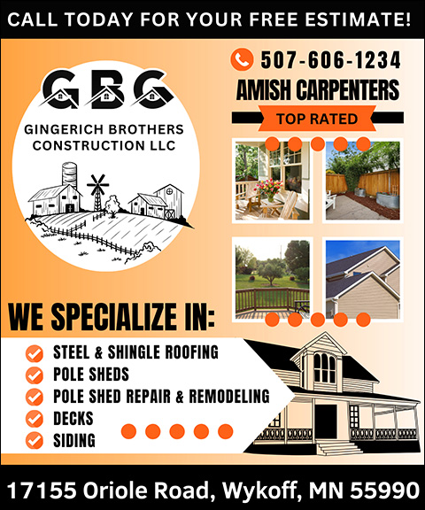 GINGERICH BROTHERS CONSTRUCTION, FILLMORE COUNTY, MN
