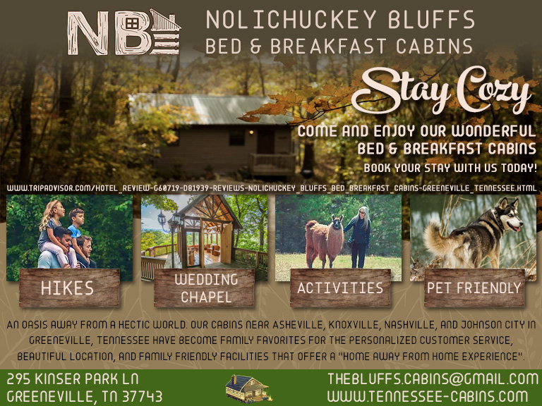 NOLICHUCKEY BLUFF BED AND BREAKFAST CABINS, GREENE COUNTY, TN