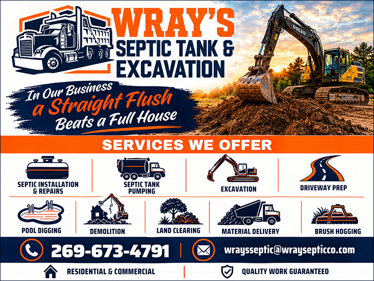 wraysseptictankandexcavating2 WRAY’S SEPTIC TANK & EXCAVATING, ALLEGAN COUNTY, MI