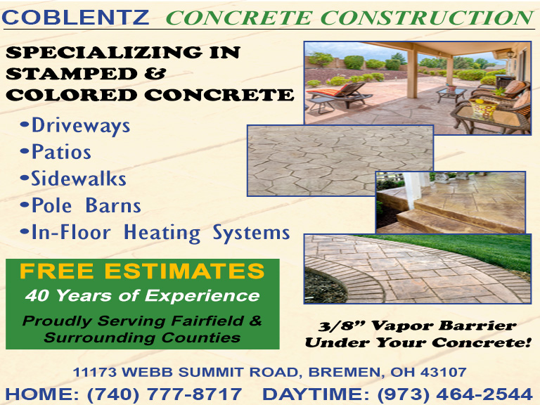 COBLENTZ CONCRETE CONSTRUCTION, FAIRFIELD COUNTY, OH