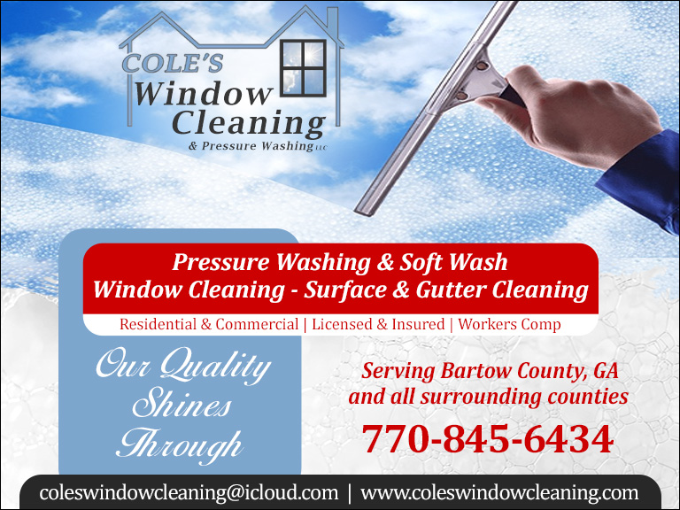 coleswindowcleaning3 COLE’S WINDOW CLEANING AND PRESSURE WASHING, BARTOW COUNTY, GA