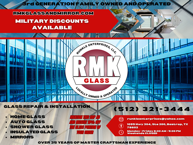 RMK GLASS & MIRROR, BASTROP COUNTY, TX