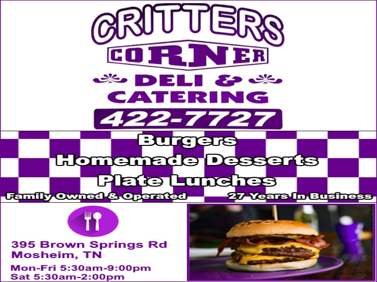 CRITTERS CORNER DELI & CATERING, GREENE COUNTY, TN