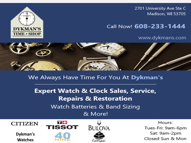 dykmanstime DYKMAN’S TIME SHOP, DANE COUNTY, WI