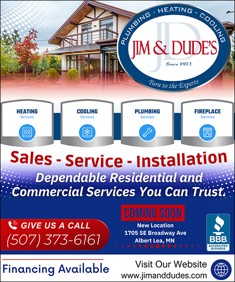 JIM & DUDE’S PLUMBING AND HEATING, FREEBORN COUNTY, MN