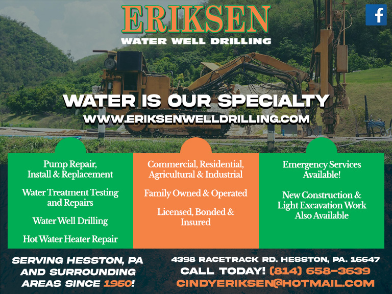 ERIKSENS WATER WELL DRILLING & PUMP SERVICE, HUNTINGDON COUNTY, PA