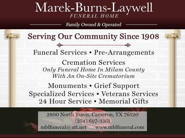 MAREK-BURNS-LAYWELL FUNERAL HOME, MILAM COUNTY, TX