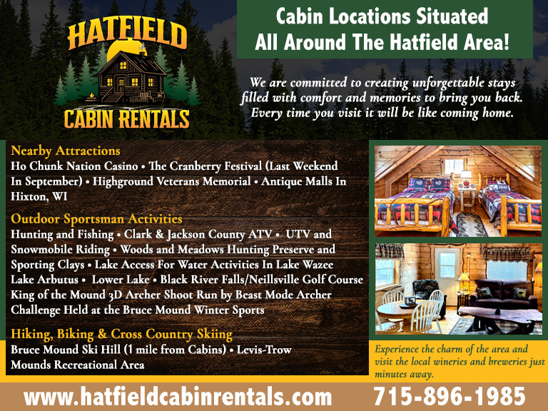 hatfieldcabinrentals3 HATFIELD CABIN RENTALS, JACKSON COUNTY, WI