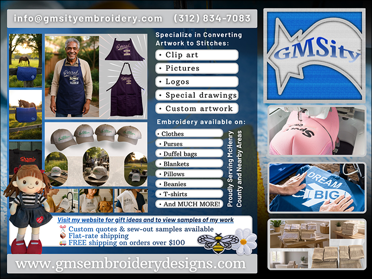 GMSITY EMBROIDERY, MCHENRY COUNTY, IL