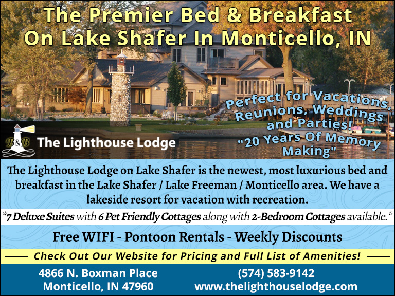 THE LIGHTHOUSE LODGE B&B ON LAKE SHAFER, WHITE COUNTY, IN