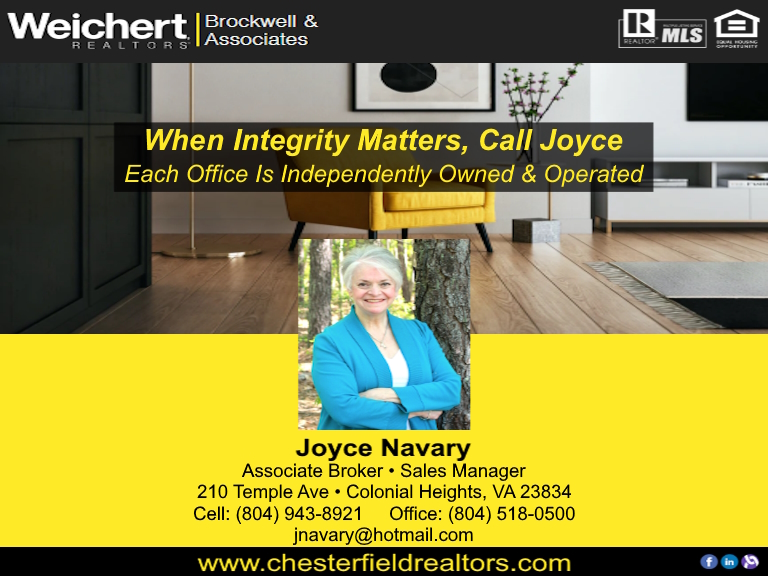 weichert JOYCE NAVARY WEICHERT REALTORS BROCKWELL & ASSOCIATES, CHESTERFIELD COUNTY, VA