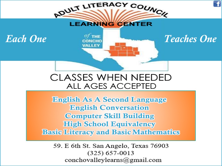 ADULT LITERACY COUNCIL OF THE CONCHO VALLEY, TOM GREEN COUNTY, TX