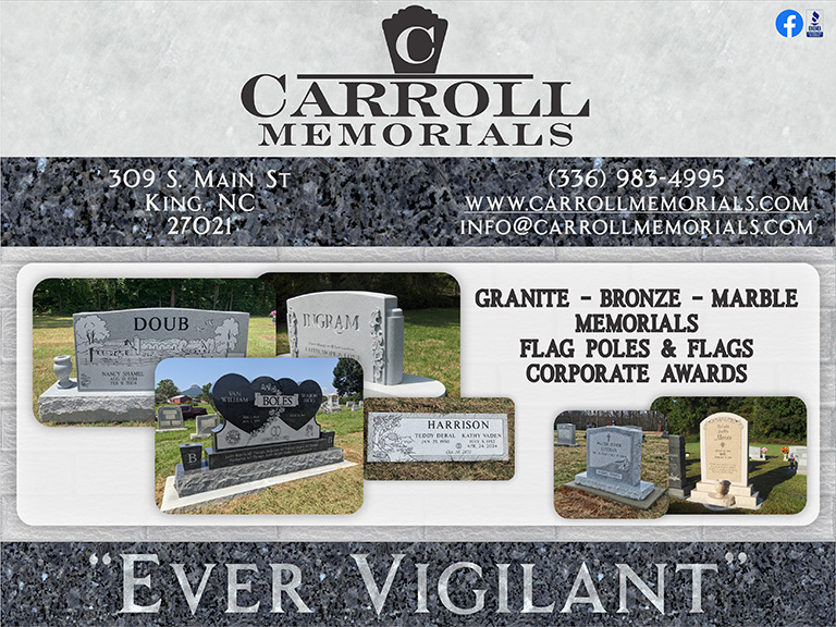 carrollmemorials CARROLL MEMORIALS, FORSYTH COUNTY, NC