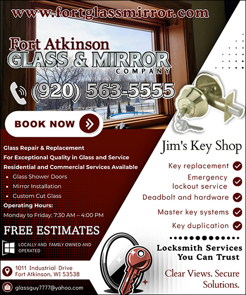 fortatkinsonglassandmirroe FORT ATKINSON GLASS & MIRROR JIM’S KEY SHOP, DANE COUNTY, WI