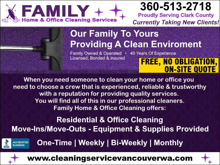 familyhomeandofficeclean FAMILY HOME & OFFICE CLEANING SERVICES, CLARK COUNTY, WA