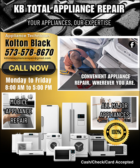 KB TOTAL APPLIANCE REPAIR, PETTIS COUNTY, MO