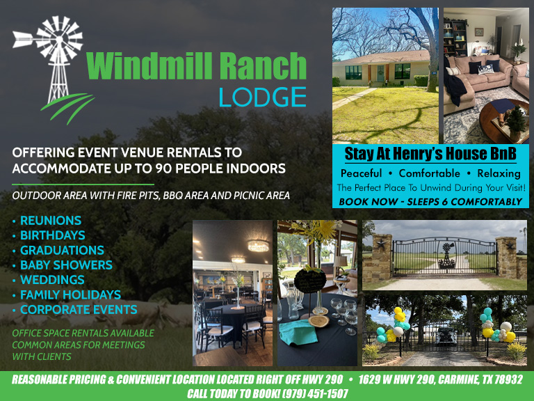 WINDMILL RANCH LODGE, WASHINGTON COUNTY, TX