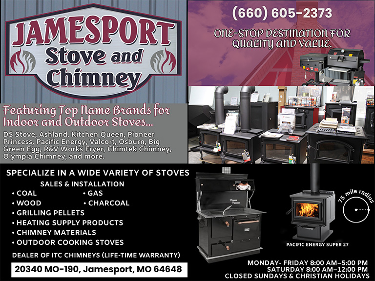 JAMESPORT STOVE AND CHIMNEY, DAVIESS COUNTY, MO